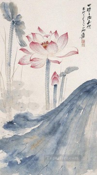 Flores Painting - Chang dai chien loto 2 decoración floral de tinta china antigua
